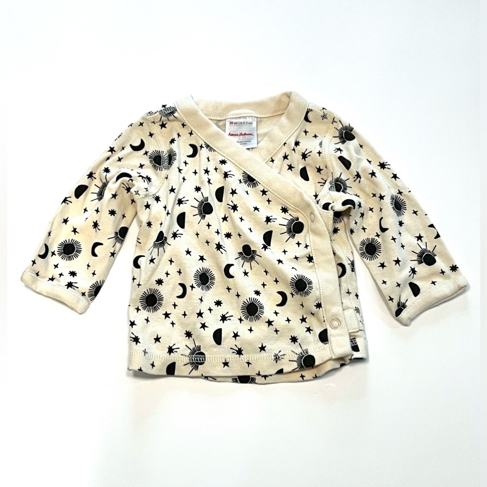 Hanna Andersson Snap Front Baby Long Sleeve Shirt - Size 0-3 Month